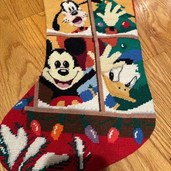 Vintage Disney Store 1995 Christmas At Our House Needlepoint Stocking - Picture 1 of 5